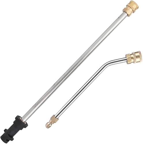 2pcs Pressure Washer Extension Wand for Karcher K2 K3 K4 K5 K6 K7, Extension Lance (15.7"/40cm) + 30°Curved Extension Rod (8.7"/22cm) Stainless Steel Dirt Blaster Power Lance for Karcher