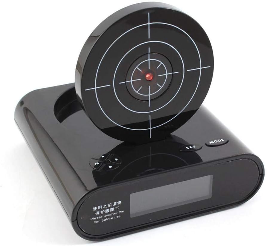 Yamiko ガンアラーム クロック 面白グッズ 遊び心満載！ 時計 置時計 射撃好きの方に ピストル 型 目覚まし 時計 お子様たちに プレゼント (ブラック)