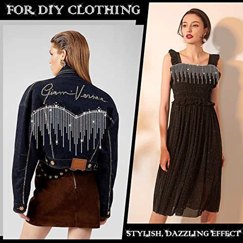 1.5 Yard Rhinestone Fringe Trim, Zynery Irregular Rhinestone Ribbon Tassel Chain For Clothing Accessories, Silver Rhinestone Chain For Diy Sewing Crafts Wedding Party Jewelry #TOP3