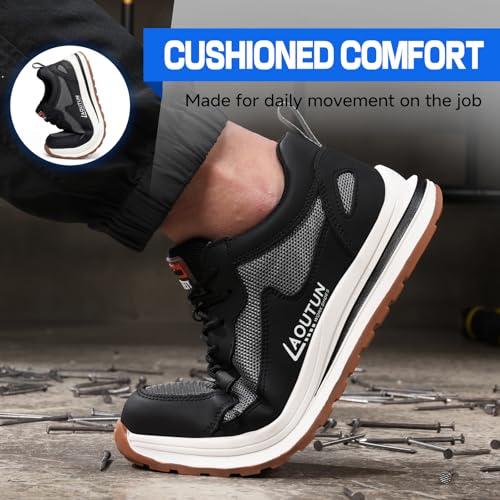 Image of LAoutun Steel Toe Shoes for Men Women Safety Work Shoes Indestructible Steel Toe Sneakers Lightweight Work Shoes Toe Shoes