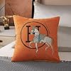 Croker Horse Velvet Throw Pillow Cover - 12x20 Inches, Orange Embroidered, Hidden Zipper, Modern Decor