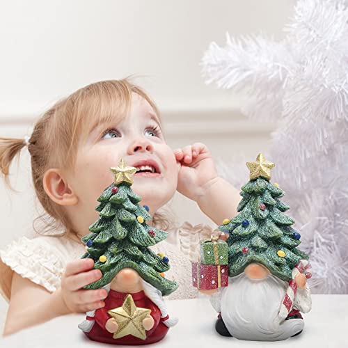 Hodao Christmas Gnomes Decorations Indoor Christmas Tree Gnomes Figurines Table Decorations Cute Christmas Gnomes Gifts (Christmas Color Gnome 2Pcs) #TOP3