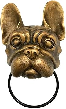 Animal Heads Wall Decor, Creative Dog Head Door Knocker, Sculptures Wall Decor, Hand-Panited Resin Crafts Personalized Wall Art Hanging Decoration for Front Door Room Bedroom Gift,D