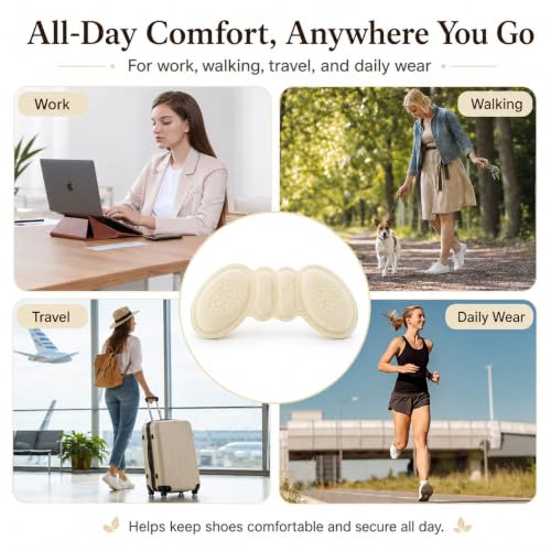 Image of 6 Pairs Heel Pads for Shoes, Heel Inserts for Women, Heel Grips for Womens Shoes, Heel Heel Cushion Inserts to Improved Shoe Fit and Comfort, Prevent Heel Slip and Blister-Pale