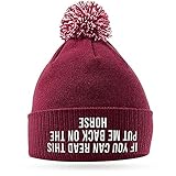 If You Can Read This Put Me Back On The Horse - Cute Bobble Beanie Hat for Horse Riding Girls - Gifts (Maroon)