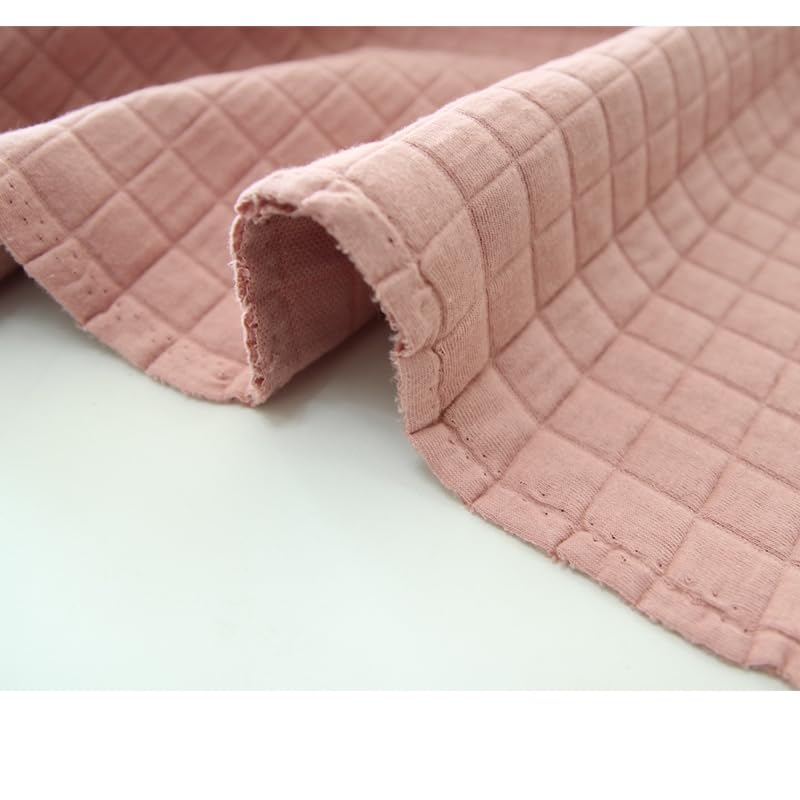 Square Pre Quilted Triple Layer Jersey Fabric by The Yard Knit, Daimaru Double Faced 60" Wide CM Kind Solid (Indigo Pink)