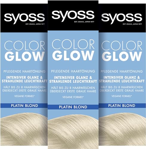 Syoss Coloración de color rubio platino frío nivel 3 (3 x 100 ml), coloración semipermanente para una intensidad de color radiante hasta 8 lavados sin dañar el cabello