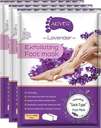 Foot Peel Mask 3 Pack, Lavender Foot Mask Peel Off Dead Skin, Callus, Repair Rough Heels, Baby Soft Smooth Touch Feet-Men Women