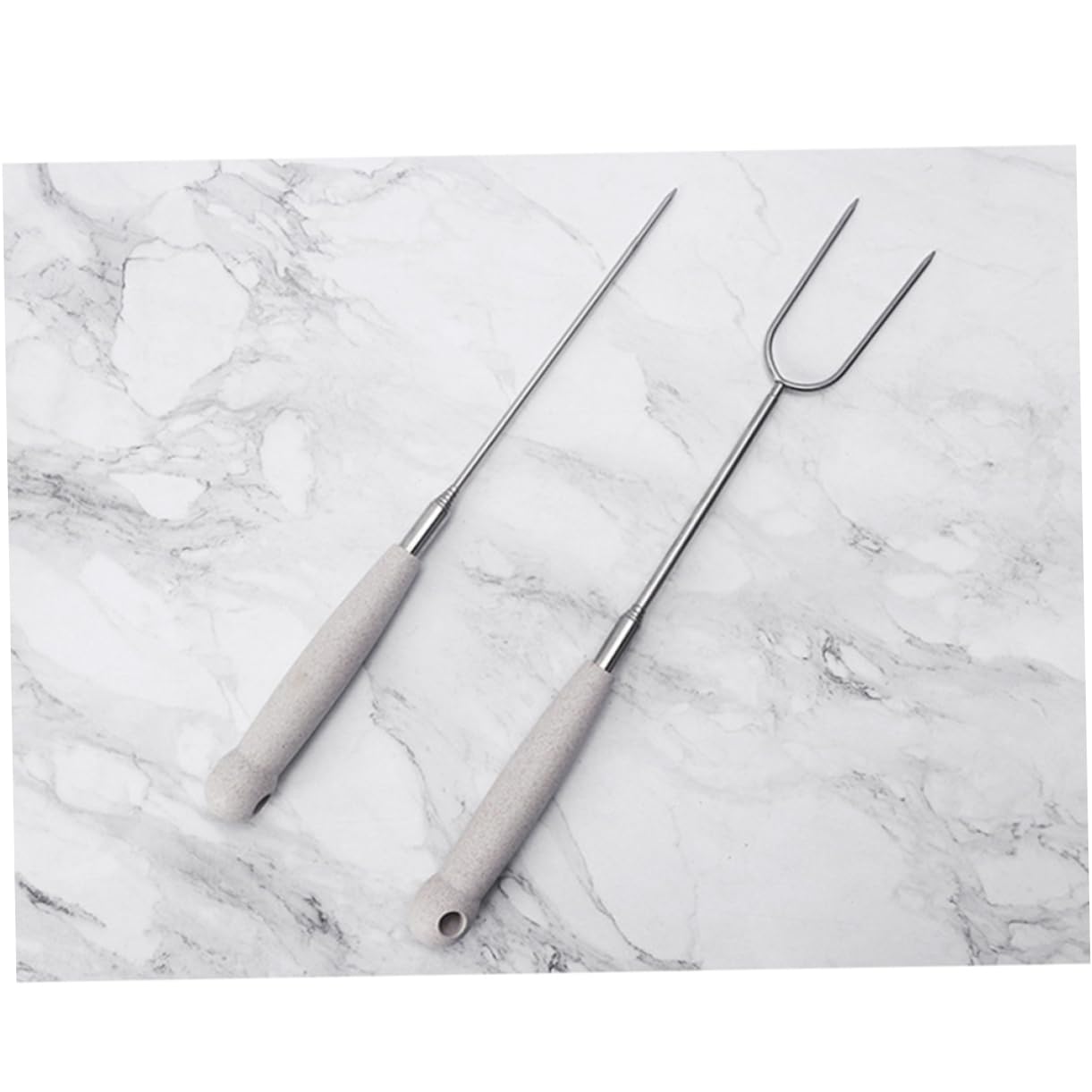 Yardwe 3 Set Forchette Da Barbecue Inossidabile Per Grigliatper Carne Verdure E Mores Accessori Portatili Per Bbq 2 Pezzi*3