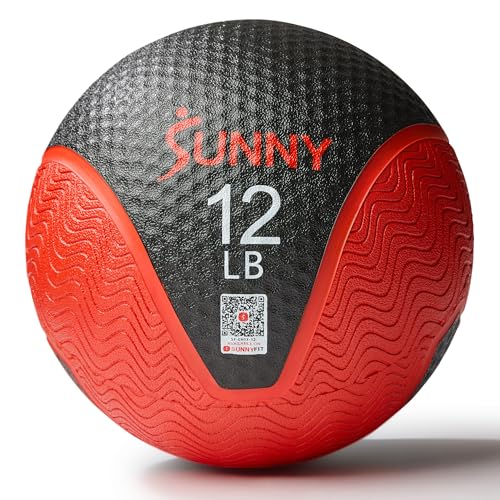 Image of Sunny Health & Fitness 10 LB Medicine Ball with Premium Dual Textured Grip | 4-30LB Weighted Rubber Medicine Ball, Bouncing Wall Ball, Slam Ball Workouts, Throws Squats Core Strength Training