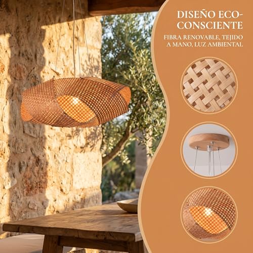 Lámpara de mimbre BARCELONA LED para techos sin calidez con diseño NIDO E27 7