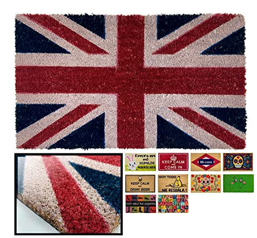 LUCA HOME - Felpudo Entrada casa Original y Divertido de Coco Natural - Felpudo Londres 40x70 - Ideal para Puertas de Exteriores Cubiertas, pasillos y entradas de hogares