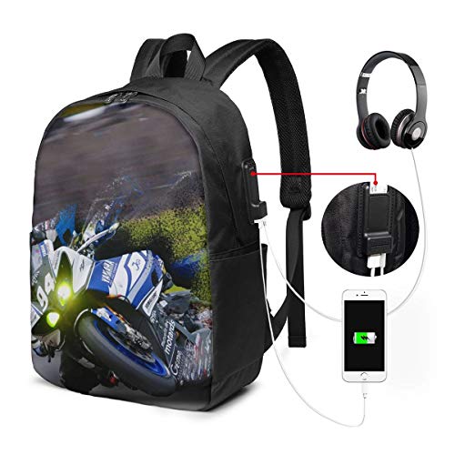 Laptop Rucksack Business Rucksack für 17 Zoll Laptop, Motocross Dirt Bike Motorrad 31 Schulrucksack Mit USB Port für Arbeit Wandern Reisen Camping,für