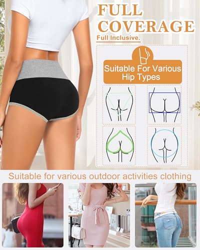 Women Underwear Cotton High Waisted Soft Briefs Full Coverage Comfort Panties Multipack4