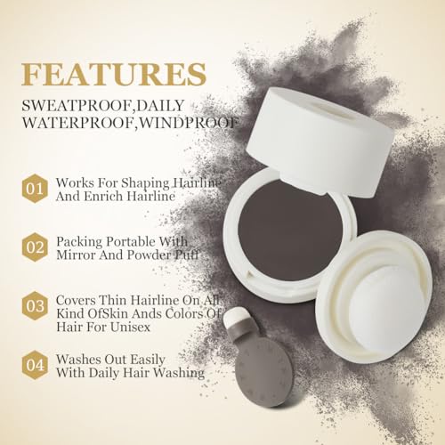 Instantly Hairline Powder, Hair Root Touch Up Powder Conceal Receding Hairline, Windproof&Sweatproof Hair Root Concealer - Image 4
