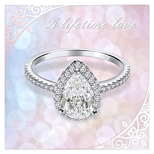 Vinjewelry Pear Shaped Moissanite Ring Women Engagement Ring Promise Bridal Ring 1.5 Carat 14K White Gold Plated #TOP1