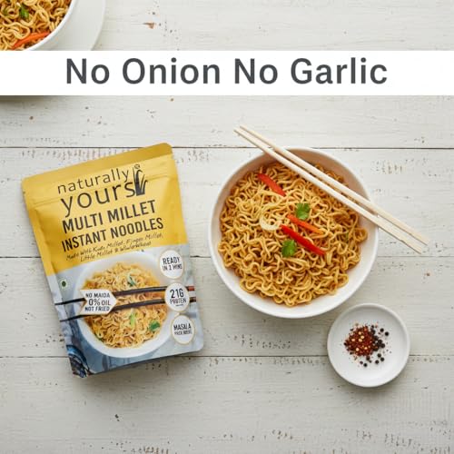 Image of Naturally Yours Multi Millet Instant Noodles 175g | Kodo & Little Millet + Whole Wheat | 21g Protein | High Fiber | No Maida | Non-Fried | No Onion No Garlic Jain-Friendly | Tastemaker | Pack of 1