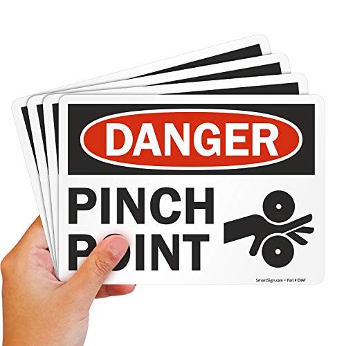 Étiquettes autocollantes OSHA Danger Pinch Point en polyester durable SmartSign