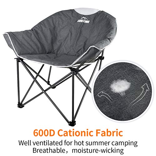 Outdoor Living Suntime Leisure Moon Folding Camping Saucer Chair, Oversize Padded Portable Stable Comfortable Folding Sofa Chair For Camping, Hiking, Carry Bag(Gray) #TOP3