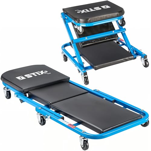 Stix 2in1 Werkstatt Rollbrett LWS-36 Montagerollbrett - Werkstatthocker bis 150kg - Rollliege - Werkstattliege - Werkstattrollbrett -...