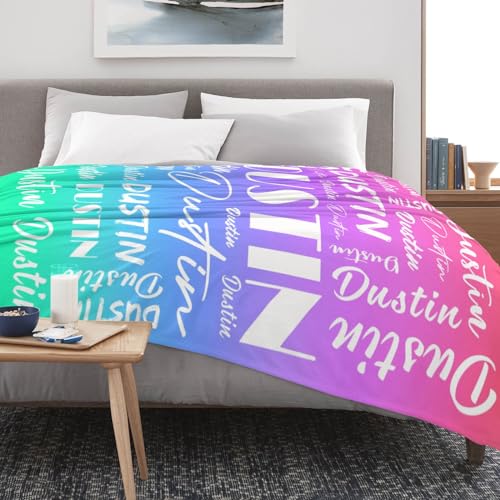 Name Blanket Personalized Name Blanket Customized Blanket with Name Text for Adult Kid Birthday Christmas Mothers Fathers Valentines Day Gift