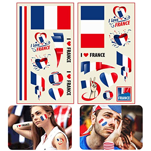 YEJAHY 24 feuilles de tatouages temporaires pour la coupe du monde, tatouages faciaux autocollants pour la coupe du monde, tatouages éphémères pour les fans de football Cover