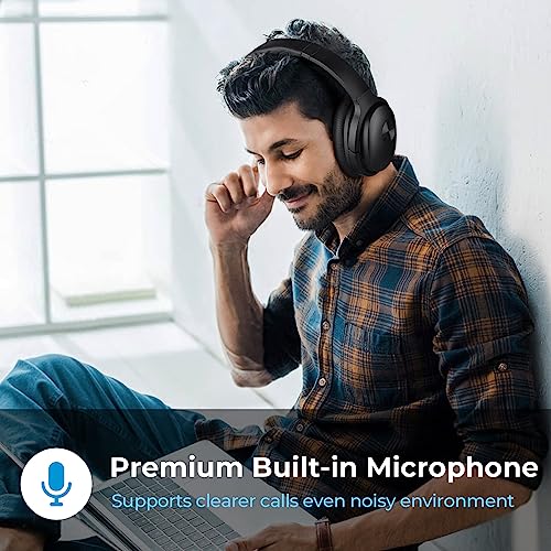 Image of SE7 Hybrid Active Noise Cancelling Over Ear Headphones, ENC Calls, Deep Bass, Bluetooth 5.2, 30H Playtime, Jet Black