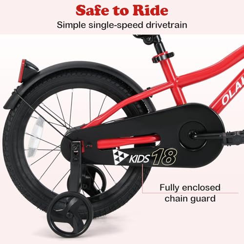 Image of Olakids Kids Bike, 12 14 16 18 Inch Toddlers Bike with Training Wheels Safety Bell Adjustable Seat and Handlebar, Handbrake and Coaster Brake, Children's Bicycle for Boys Girls
