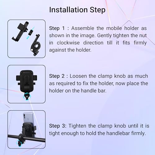 ZEBRONICS BMH100, Bike Mount Smartphone Holder, Upto 6.8 Inches, 360° Rotatable, One Press Lock and Release, Stable and Secure, Anti-Skid Silicone Pads, for Maps & Navigation 7