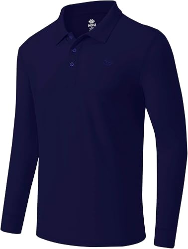 MoFiz Camisas polo de manga larga para hombre, camisas de golf deportivas para hombre, ajuste cómodo, camisas de jersey clásicas