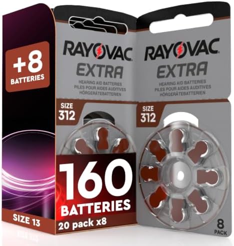 160 Hörgerätebatterien Rayovac Extra 312 + 8 Udivita-Batterien | 20+1 Blister à 8 Knopfzellen