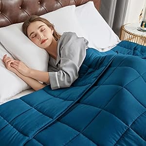 CYMULA Weighted Blanket for Adults (20lbs 60″x80″ Queen Size) – Cooling Breathable Heavy Blankets for Summer Winter – Ultra Microfiber Soft Comfort Throw with Glass Beads – Gifts for Men/Women