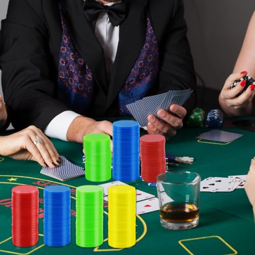 VFFNFF 400 Stücke Kunststoff Pokerchips, 4 Farben 0,98 Zoll Zählchips für Kinder Spiel Mathematik Zählen Bingospiel Blanko Kunststoffzähler für Kinder Belohnung