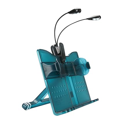 Decdeal D C 5 V 0.54W 4 LEDs Clamp Clip Light Desk Lamp Batter-y/USB Powered Operated Double Lighting Effect Adjusatble Flexible Illumination Angle with Book Shape Book Stand Holder for Reading Stud