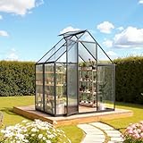 VEVOR 6 x 4 FT Polycarbonate Greenhouse, Heavy Duty Outdoor Green House with Adjustable Vent & Push-Pull Lockable Door, Quick Setup, Aluminum Frame Walk-in Greenhouse Sunroom for Outside Garden Lawn