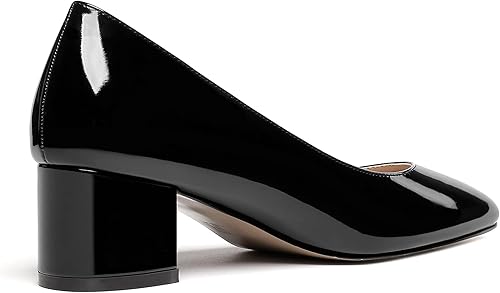 Miniatura 5 de WAYDERNS Zapatos de tacón bajo grueso de patente con puntera cuadrada para mujer, 2 pulgadas