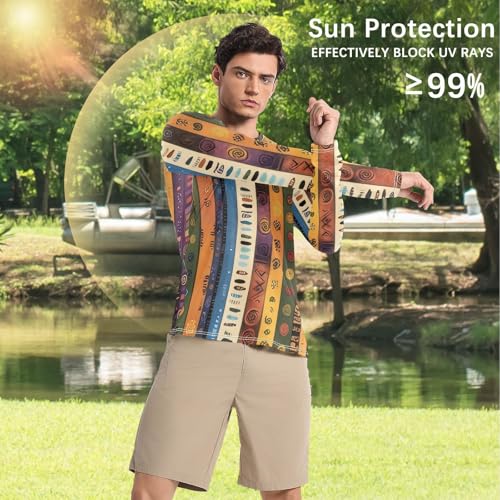 Ethnic Style Men's Rash Guard Fishing Long Sleeve UV Sun Protection Running4