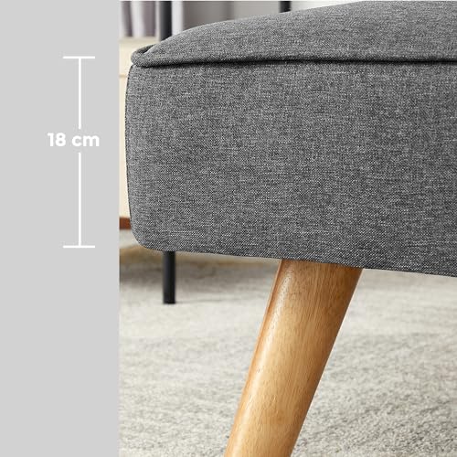 VASAGLE Schlafsofa, Schlafcouch, Bettsofa, Bezug aus Baumwoll-Leinen-Mischgewebe, Holzbeine, 175 x 83 x 76 cm, klappbar, Ausklappsofa, für Wohnheim, kleine Räume, grau LCS701G01