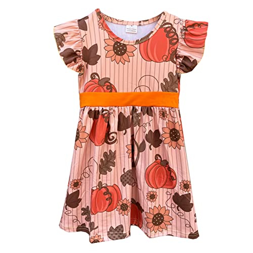 Baby Girls Fall Winter Dress Halloween Thanksgiving Girl Dress Milk Silk Pumpkin Ghost Spider Dress Knee Length 2-7 Years