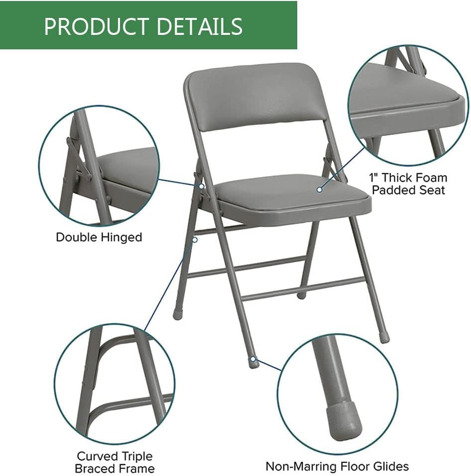 Affordable Pack of 4 Steel Frame Folding Chairs (Black, Gray, White)