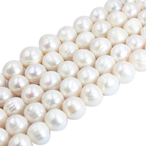 Miniatura 2 de Natural 0.472-0.551 in Grande Casi Redondo Blanco Perla de Agua Dulce Fabricación de Joyas Artesanal Espaciador Cuentas Strand 14"