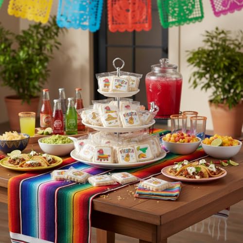 Image of Cinco De Mayo Themed Cookies Mexican Fiesta Treats | 24 Pack Bulk | Individually Wrapped | Party Favor Snacks Cookie Gift Basket