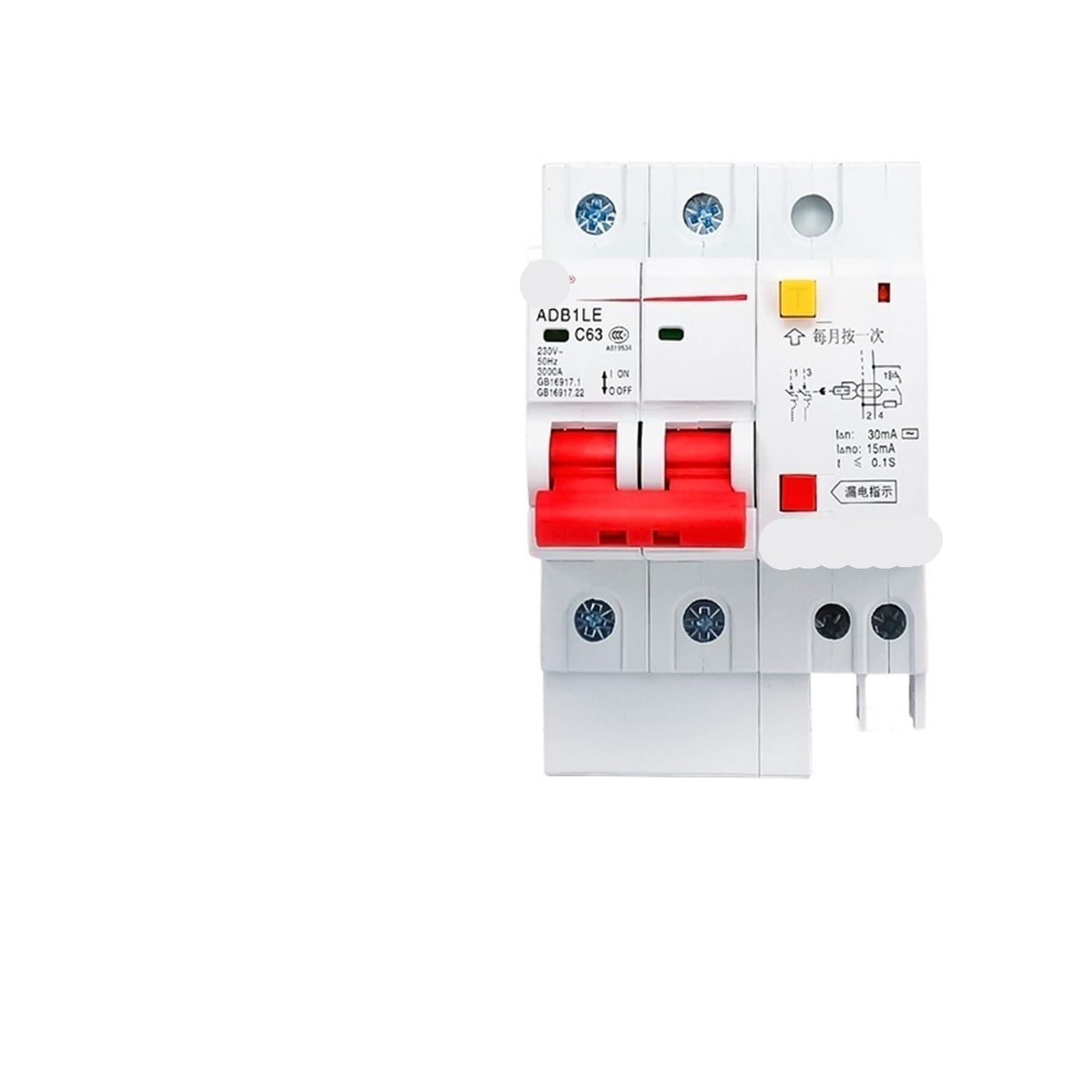 Disjoncteur de fuite 2P C16A haute sensibilité avec coupure d'air rapide DZ47LE-63