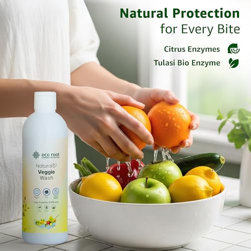 Image of Natural Vegetable & Fruit Wash Liquid | Plant-Based Cleaner with Citrus & Tulsi Enzymes | Odorless, Free from Harsh Chemicals, Safe for Babies & Pets | Pack of 1 | 500ml