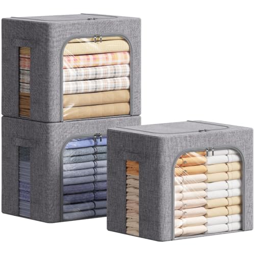 Lifewit 3 Piezas Cajas Almacenaje Ropa con Marco de Metal, Organi...
