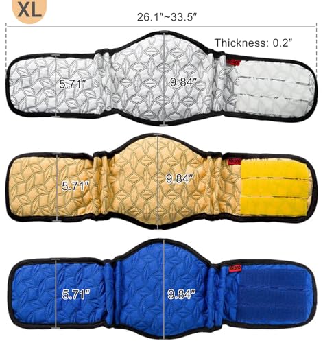 Image of Mkono Male Dog Belly Band Wraps Washable Dog Diapers Male for Small and Medium Dogs, Waist 22.8 Inches to 28.8 Inches(3 Pack,Blue,White,Yellow)