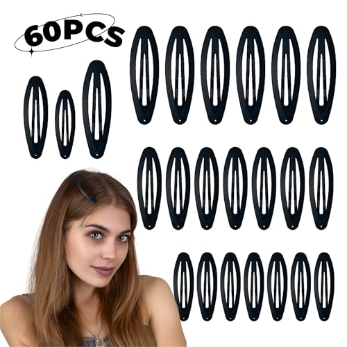 60 Pinzas negras ovaladas para cabello en 3 tamaños miniatura 2