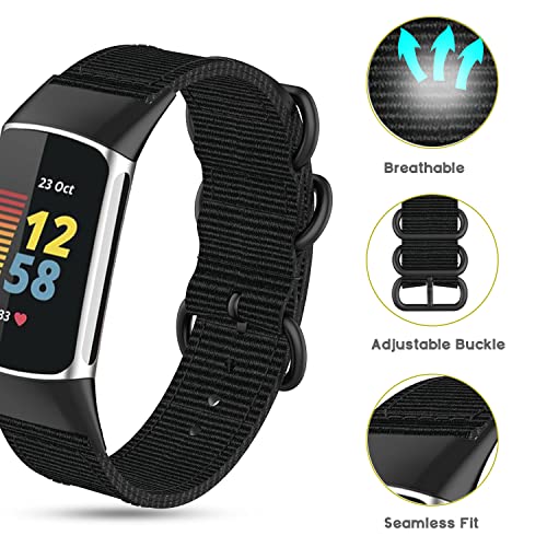 Correa de nylon tejida compatible con Fitbit Charge 6/5 miniatura 5