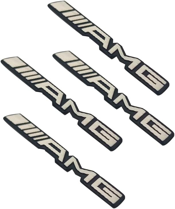DEMILLO A M G Steering Wheel Emblem Decal Sticker Badge Decoration Logo for Mercedes-Benz (4 - Pack), Silver Black, BZ-A