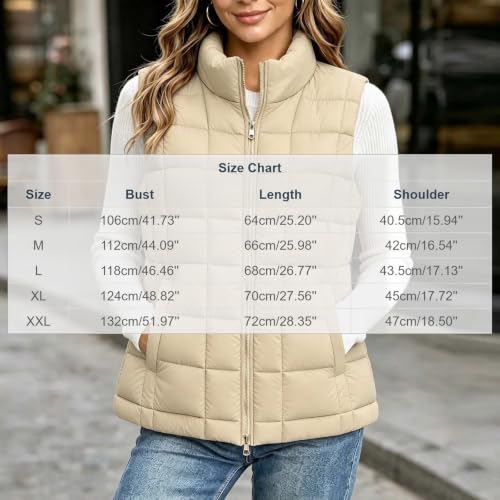 Puffer Jackets for Women Sleeveless Quilted Stand Collar Zip Vest - image 4